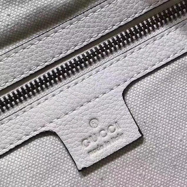Gucci Leather Print Half-Moon Hobo Bag 523588 White 2018