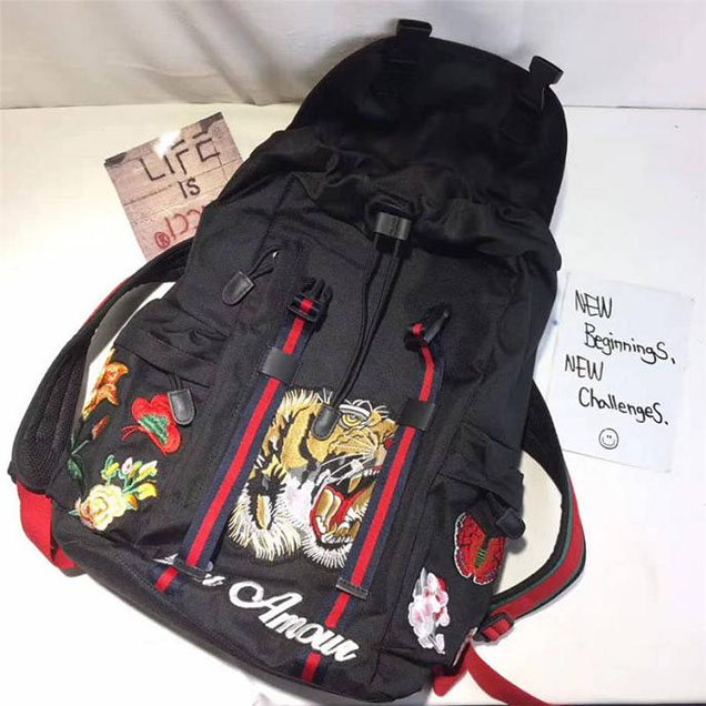 Gucci Backpack with embroidery 429037 Black