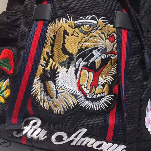 Gucci Backpack with embroidery 429037 Black