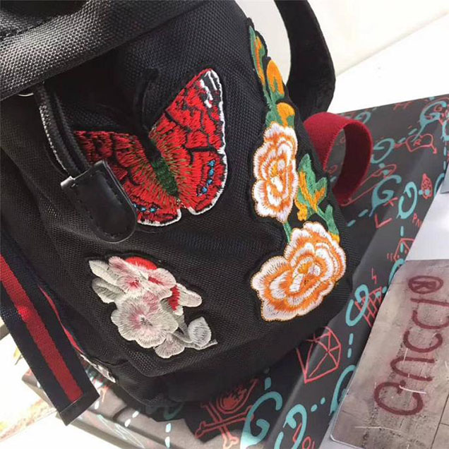 Gucci Backpack with embroidery 429037 Black