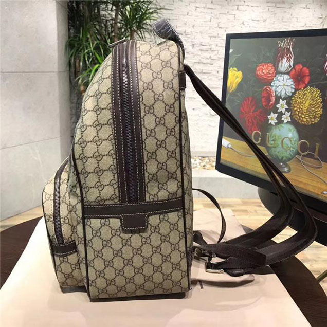 Gucci GG Supreme Canvas Backpack 322069 Coffee Leather