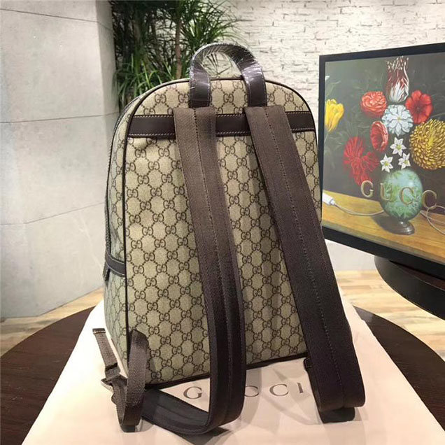 Gucci GG Supreme Canvas Backpack 322069 Coffee Leather