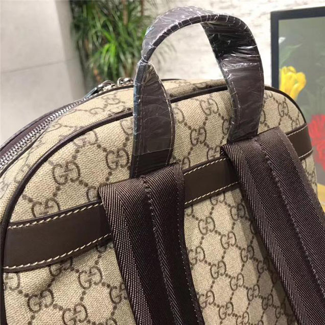 Gucci GG Supreme Canvas Backpack 322069 Coffee Leather
