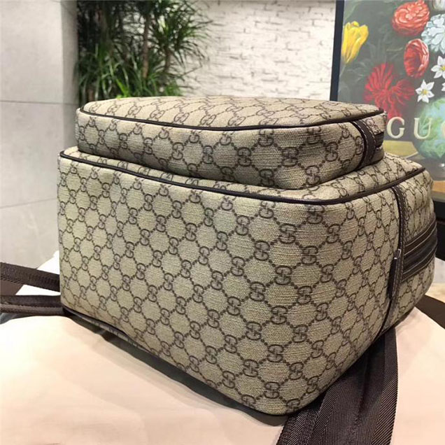 Gucci GG Supreme Canvas Backpack 322069 Coffee Leather