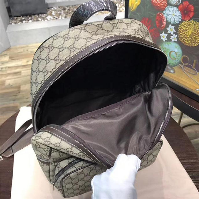 Gucci GG Supreme Canvas Backpack 322069 Coffee Leather
