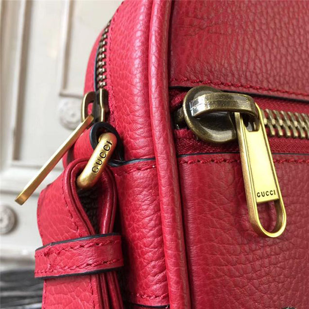Gucci Leather Print Messenger Bag 523591 Red 2018