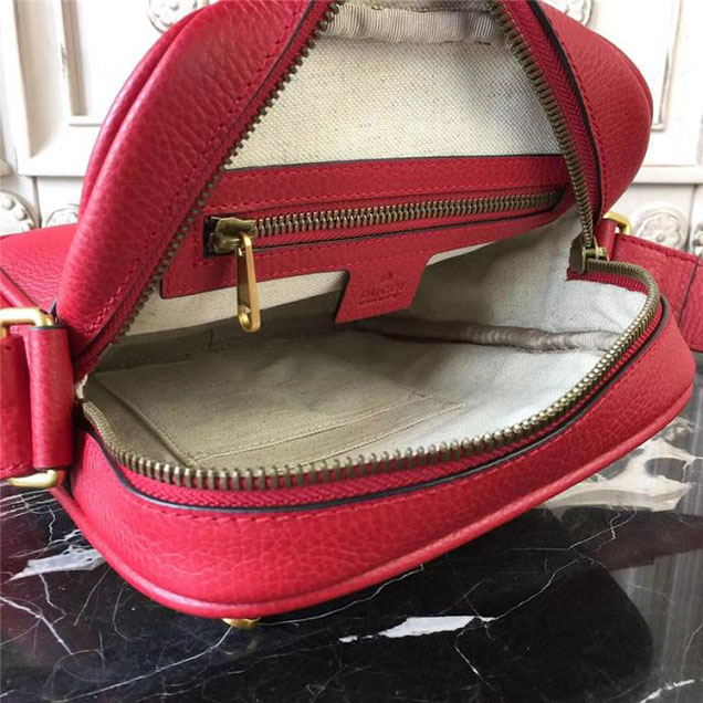 Gucci Leather Print Messenger Bag 523591 Red 2018