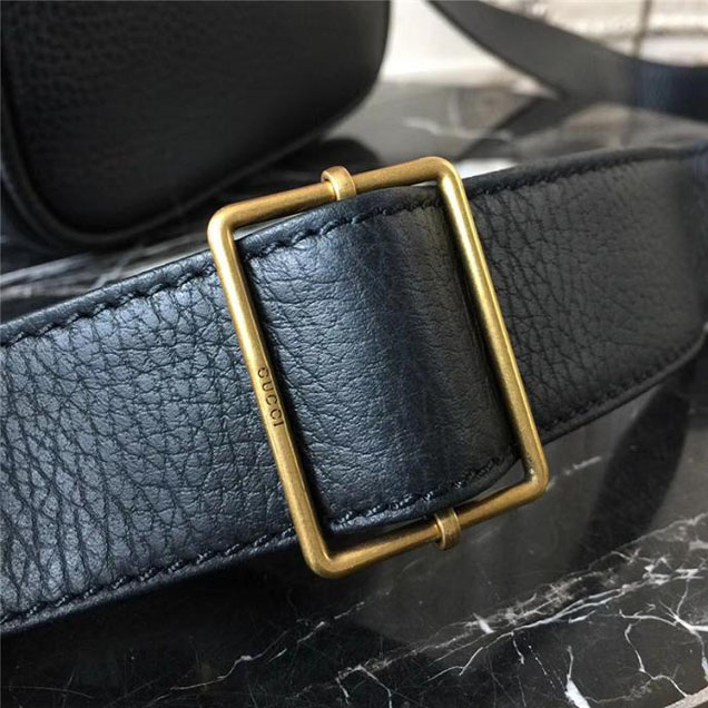 Gucci Leather Print Messenger Bag 523591 Black 2018