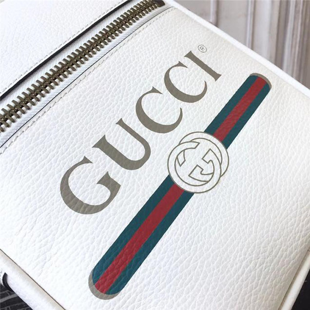 Gucci Leather Print Messenger Bag 523591 White 2018