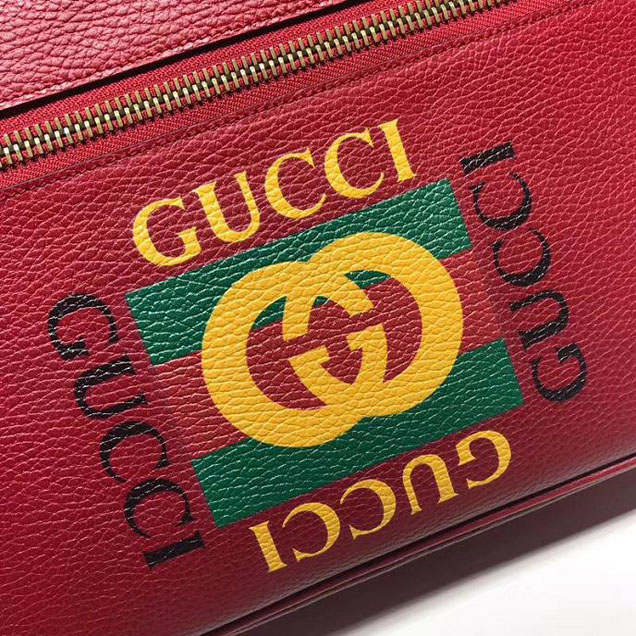 Gucci Leather Print Shoulder Bag 523589 Red 2018
