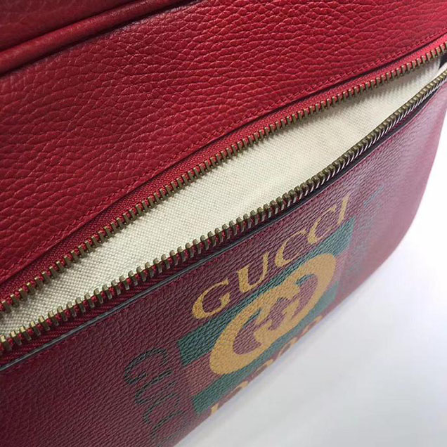 Gucci Leather Print Shoulder Bag 523589 Red 2018