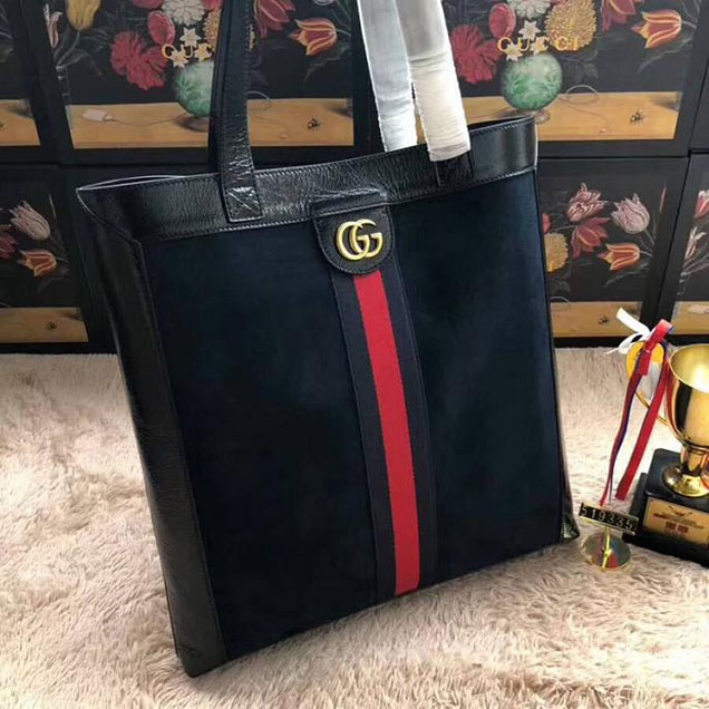 Gucci Ophidia Suede Large Tote 519335 Navy