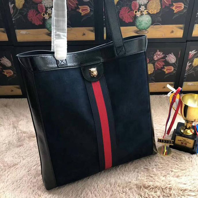 Gucci Ophidia Suede Large Tote 519335 Navy