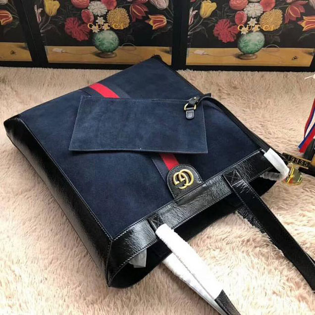 Gucci Ophidia Suede Large Tote 519335 Navy