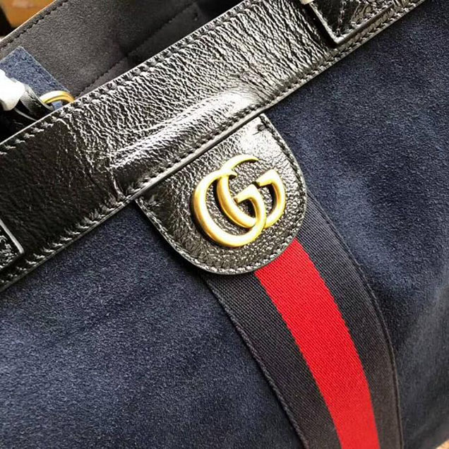 Gucci Ophidia Suede Large Tote 519335 Navy