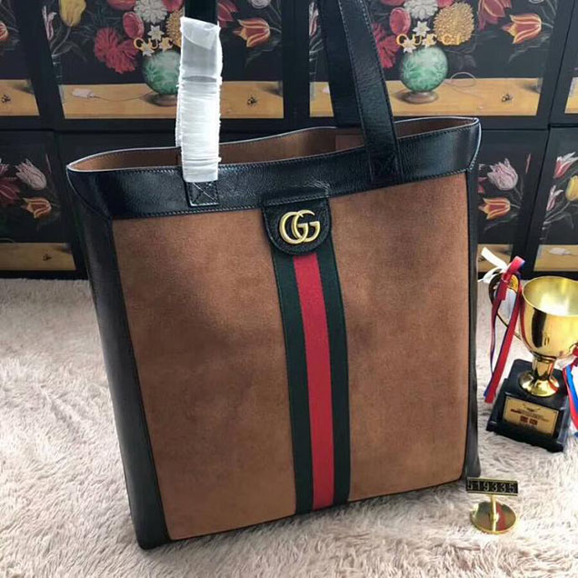 Gucci Ophidia Suede Large Tote 519335 Coffee