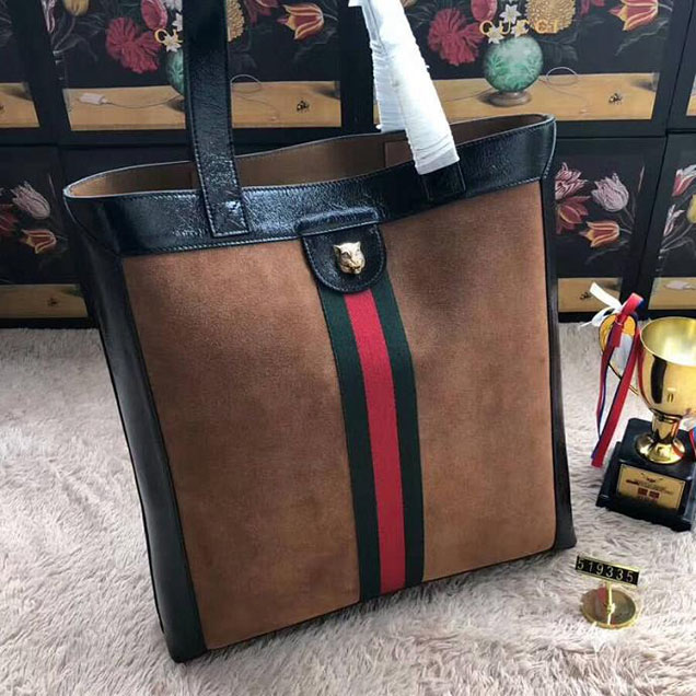 Gucci Ophidia Suede Large Tote 519335 Coffee