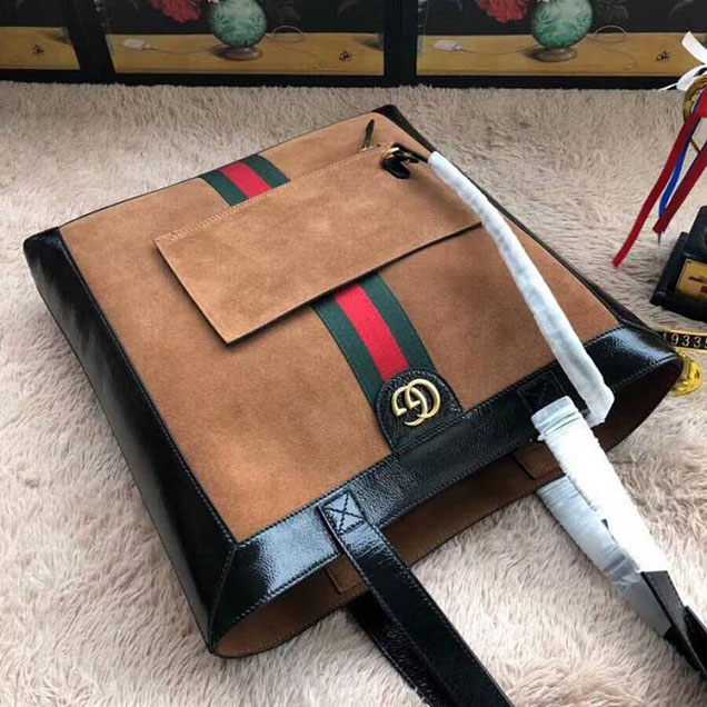 Gucci Ophidia Suede Large Tote 519335 Coffee