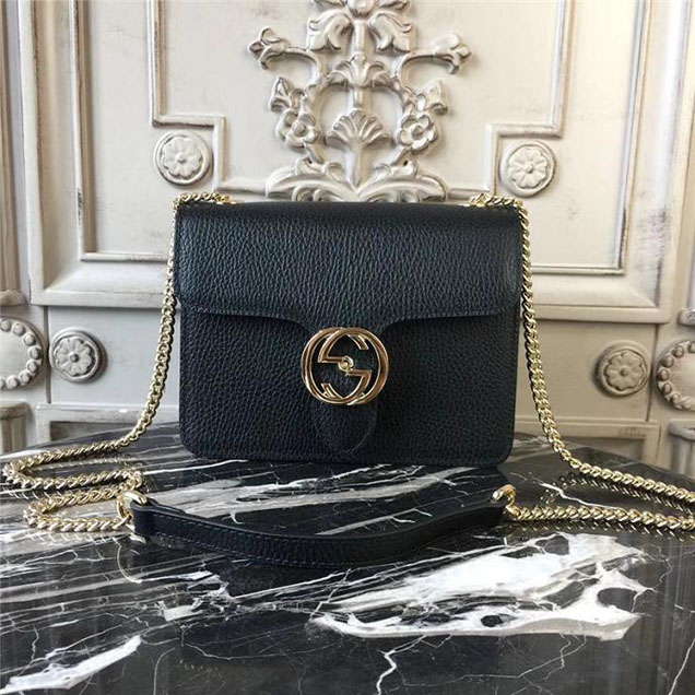 Gucci GG Leather Small Shoulder Bag 510304 Black 2018