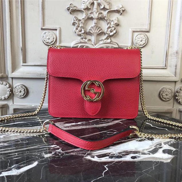 Gucci GG Leather Small Shoulder Bag 510304 Red 2018