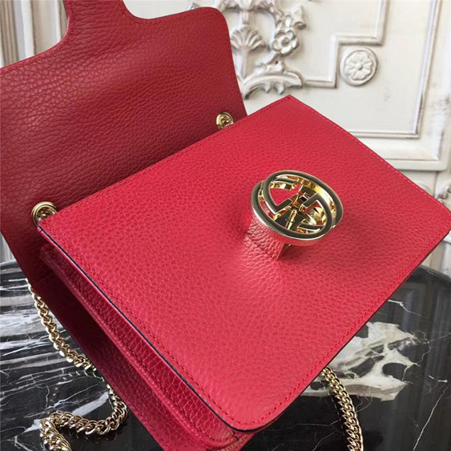 Gucci GG Leather Small Shoulder Bag 510304 Red 2018