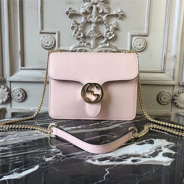 Gucci GG Leather Small Shoulder Bag 510304 Pink 2018