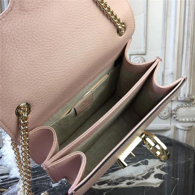 Gucci GG Leather Small Shoulder Bag 510304 Pink 2018