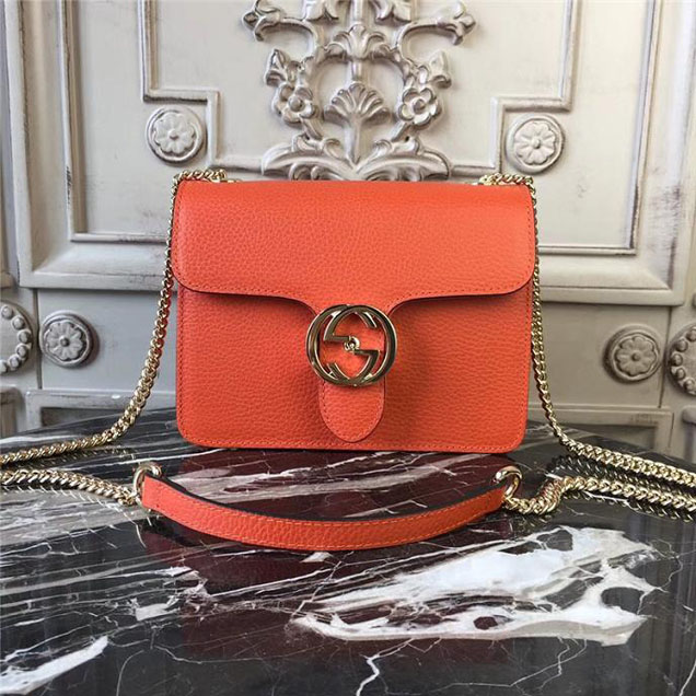 Gucci GG Leather Small Shoulder Bag 510304 Orange 2018