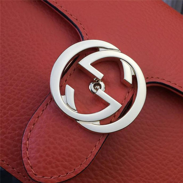 Gucci GG Leather Small Shoulder Bag 510304 Orange 2018