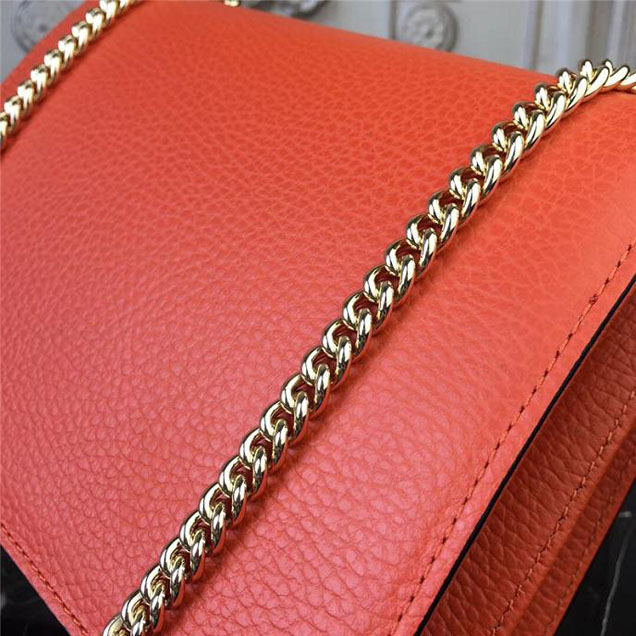 Gucci GG Leather Small Shoulder Bag 510304 Orange 2018