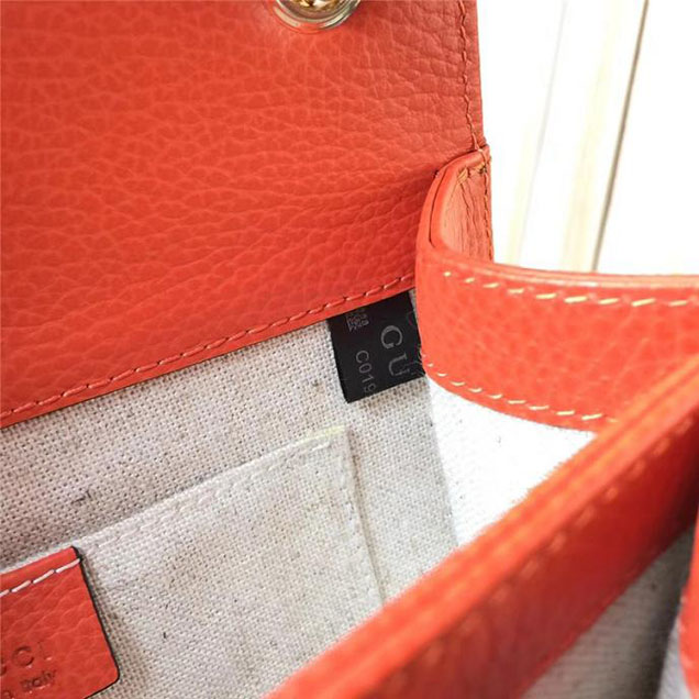 Gucci GG Leather Small Shoulder Bag 510304 Orange 2018