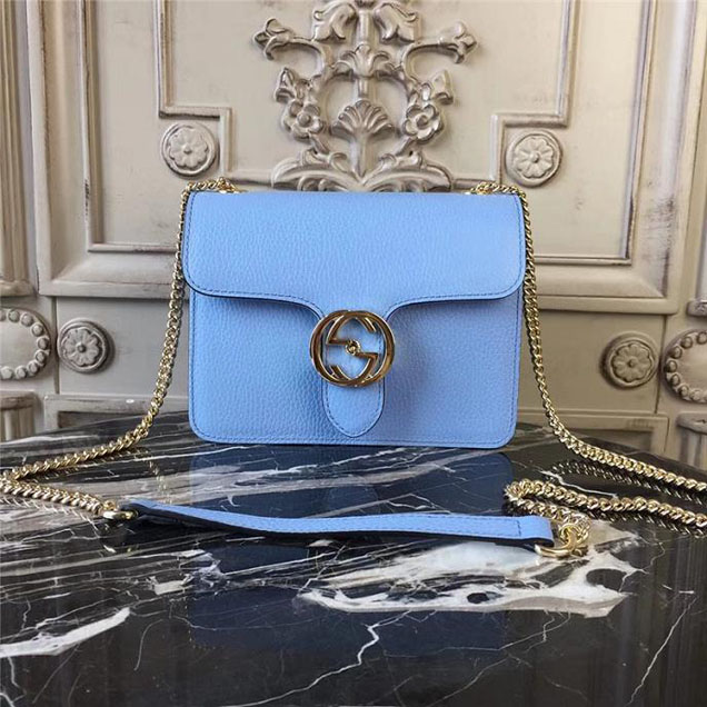 Gucci GG Leather Small Shoulder Bag 510304 Blue 2018