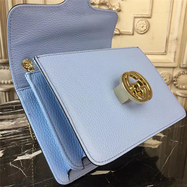 Gucci GG Leather Small Shoulder Bag 510304 Blue 2018