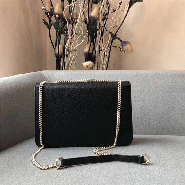 Gucci GG Leather Medium Shoulder Bag 510303 Black 2018