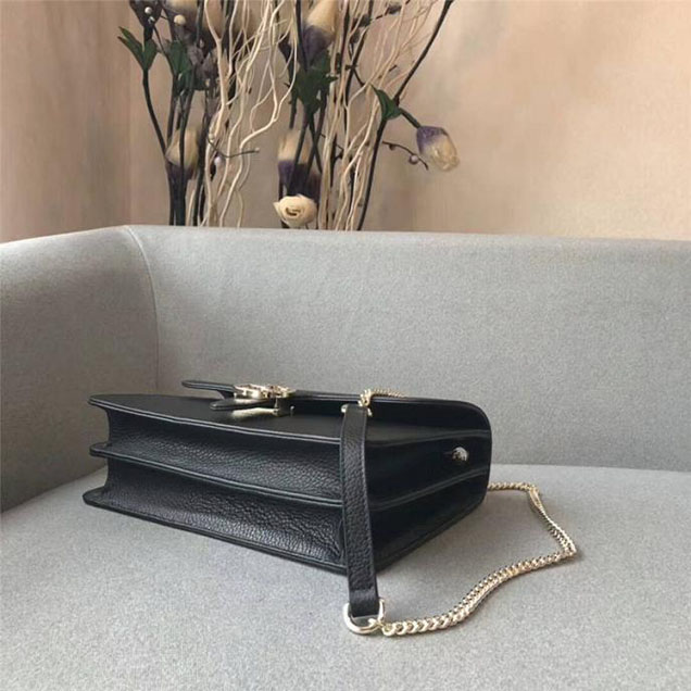 Gucci GG Leather Medium Shoulder Bag 510303 Black 2018