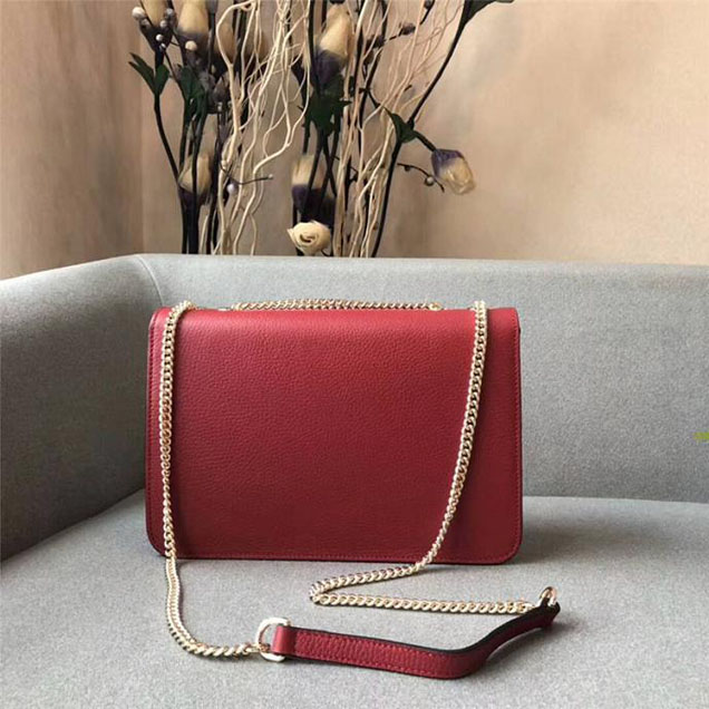 Gucci GG Leather Medium Shoulder Bag 510303 Red 2018