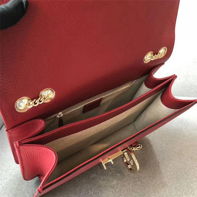 Gucci GG Leather Medium Shoulder Bag 510303 Red 2018