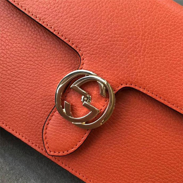 Gucci GG Leather Medium Shoulder Bag 510303 Orange 2018