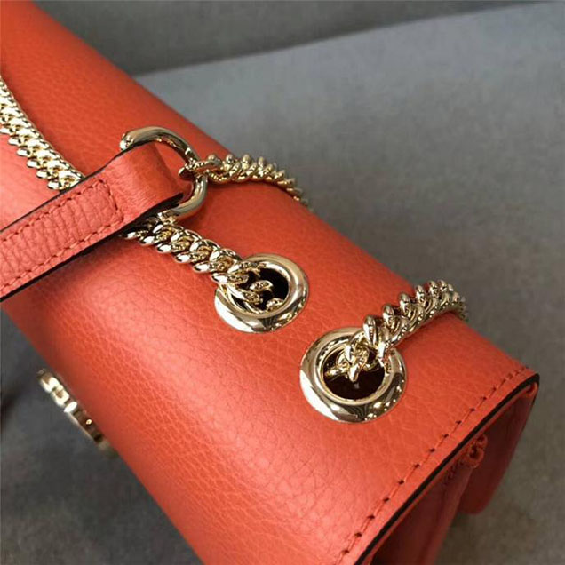 Gucci GG Leather Medium Shoulder Bag 510303 Orange 2018