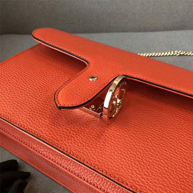 Gucci GG Leather Medium Shoulder Bag 510303 Orange 2018