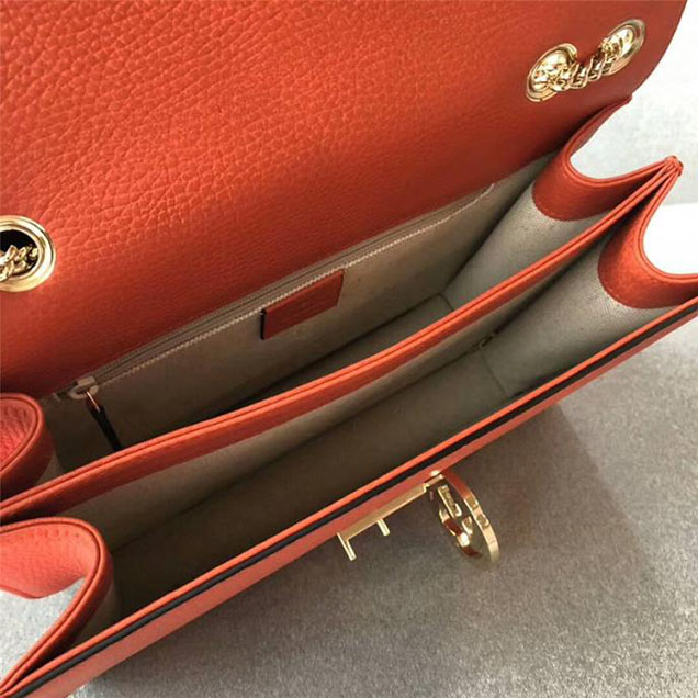 Gucci GG Leather Medium Shoulder Bag 510303 Orange 2018