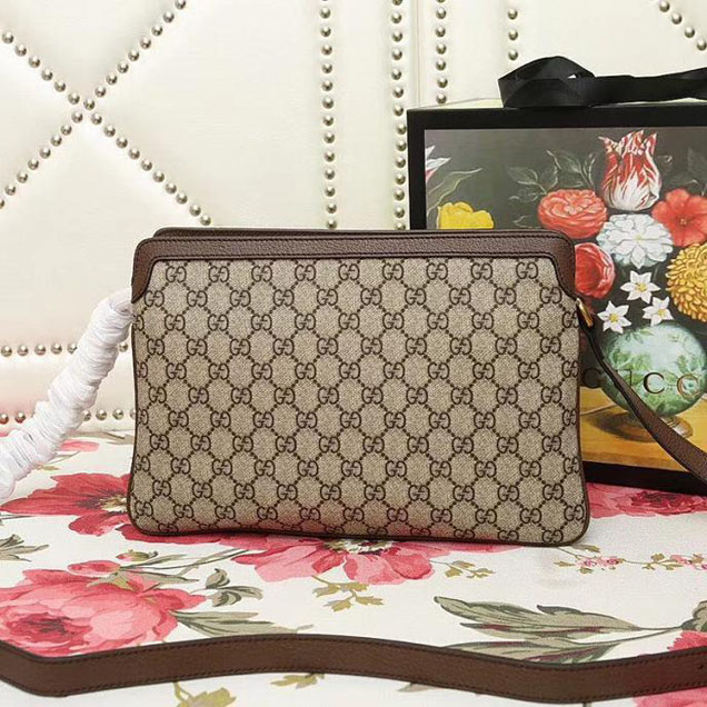 Gucci GG Supreme Medium Shoulder Bag 523354 2018 Beige