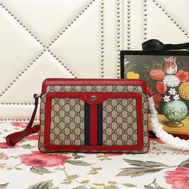 Gucci GG Supreme Medium Shoulder Bag 523354 2018 Red