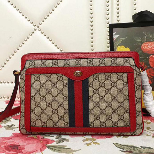 Gucci GG Supreme Medium Shoulder Bag 523354 2018 Red