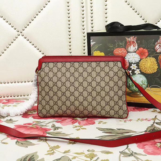 Gucci GG Supreme Medium Shoulder Bag 523354 2018 Red