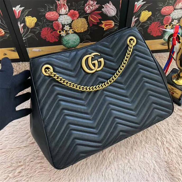 Gucci GG Marmont Medium Matelasse Shoulder Bag 453569 Black