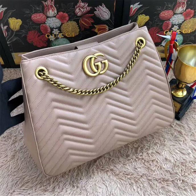 Gucci GG Marmont Medium Matelasse Shoulder Bag 453569 Beige