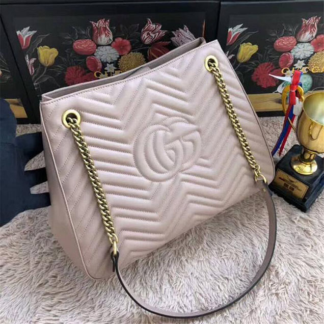 Gucci GG Marmont Medium Matelasse Shoulder Bag 453569 Beige