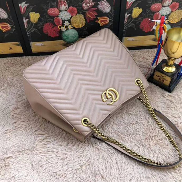 Gucci GG Marmont Medium Matelasse Shoulder Bag 453569 Beige