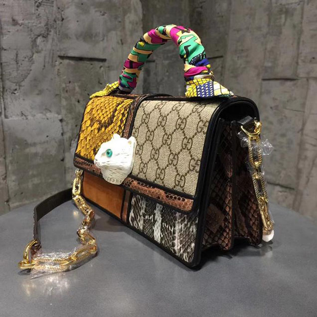 Gucci Patchwork Small Tote Bag 499822 Coffee